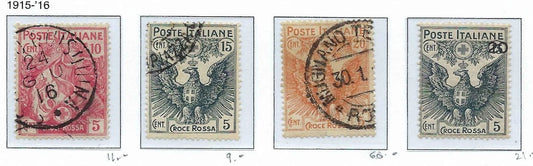 1915-6 Italy - Better Cat Value -Sc# B1-B4 - M&U, B1-B3: Used; B4: MH -Cat= $141