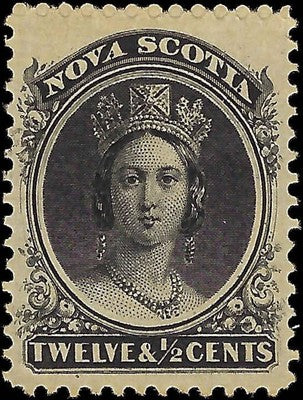 c1860 Nova Scotia, Canada 12 1/2c - Sc# 13 - MH - Solid -- Well Centered!