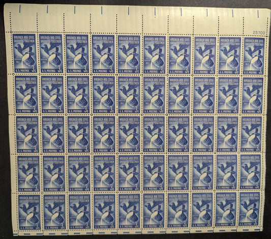 1957 USA 3c Steel Industry Sheet -Scott 1090 -MNH, Undisturbed OG -No Sig Flaws