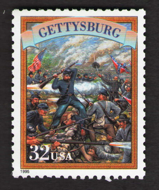 1995 Civil War Battle of Gettysburg Single 32c Postage Stamp, Scott 2975t, MNH, OG