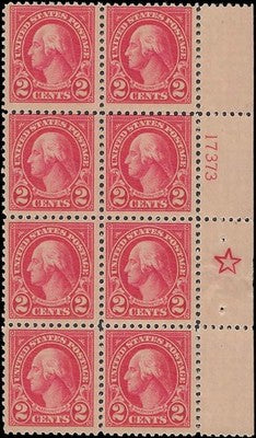 c1923 - USA - Sc# 554 Plate Block of 8 & 5 Pt Star - MNH, Undisturbed OG!