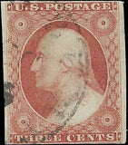 c1851 3c Washington Stamp - Sc# 11 - Used - Nice Margins!