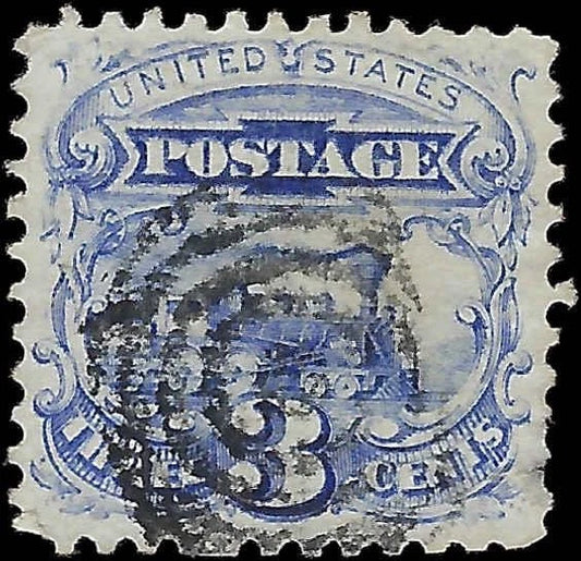 c1869 - Scott # 114 3c Locomotive - Used - Small Tear - Premium Centering!