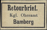 VEGAS - Early 1900s Bamberg Germany Return Label Retour Brief - No Gum