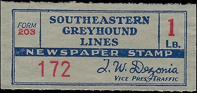 VEGAS - Southeastern Greyhound 1lb Newspaper Stamp Not in Scott Catalog