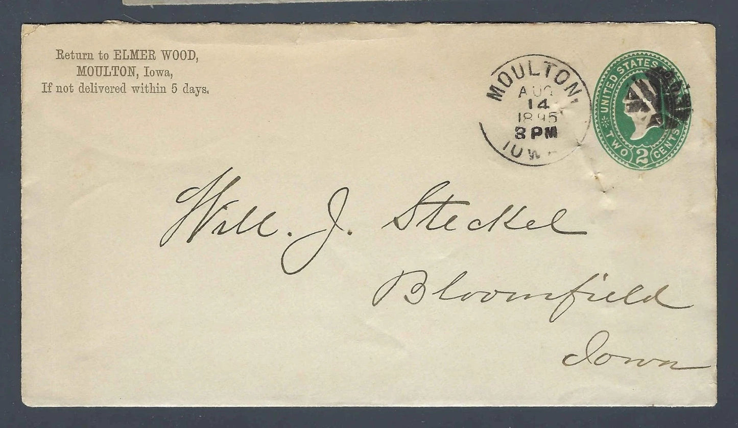 1895 Moulton, Iowa IA Star Grocery Advertising Cover w/ Letter Elmer Wood Entire