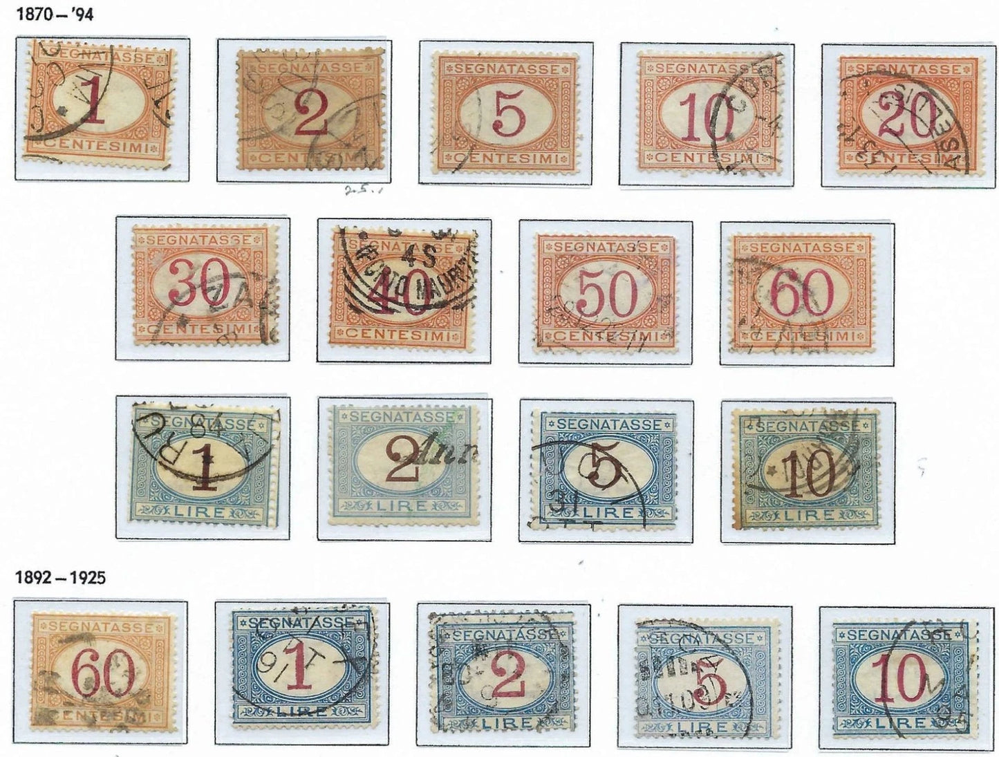 1870-1925 Italy Postage Due Set - Scott J3-J20 - All Canceled - Cat= $260!