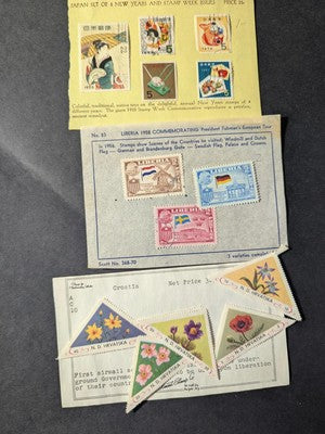 Box of Misc International Stamps, Souvenir Sheets & More - 94 Photos