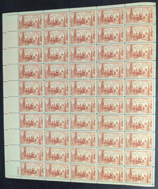 1953 USA Gadsden 3c Sheet -Scott 1028 -MNH, Undisturbed OG - No Sig Flaws