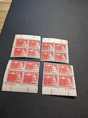 1962 Jet Over Capital Airmail Plate Block Set of 4 Plate #27365 - Scott C64 - MNH