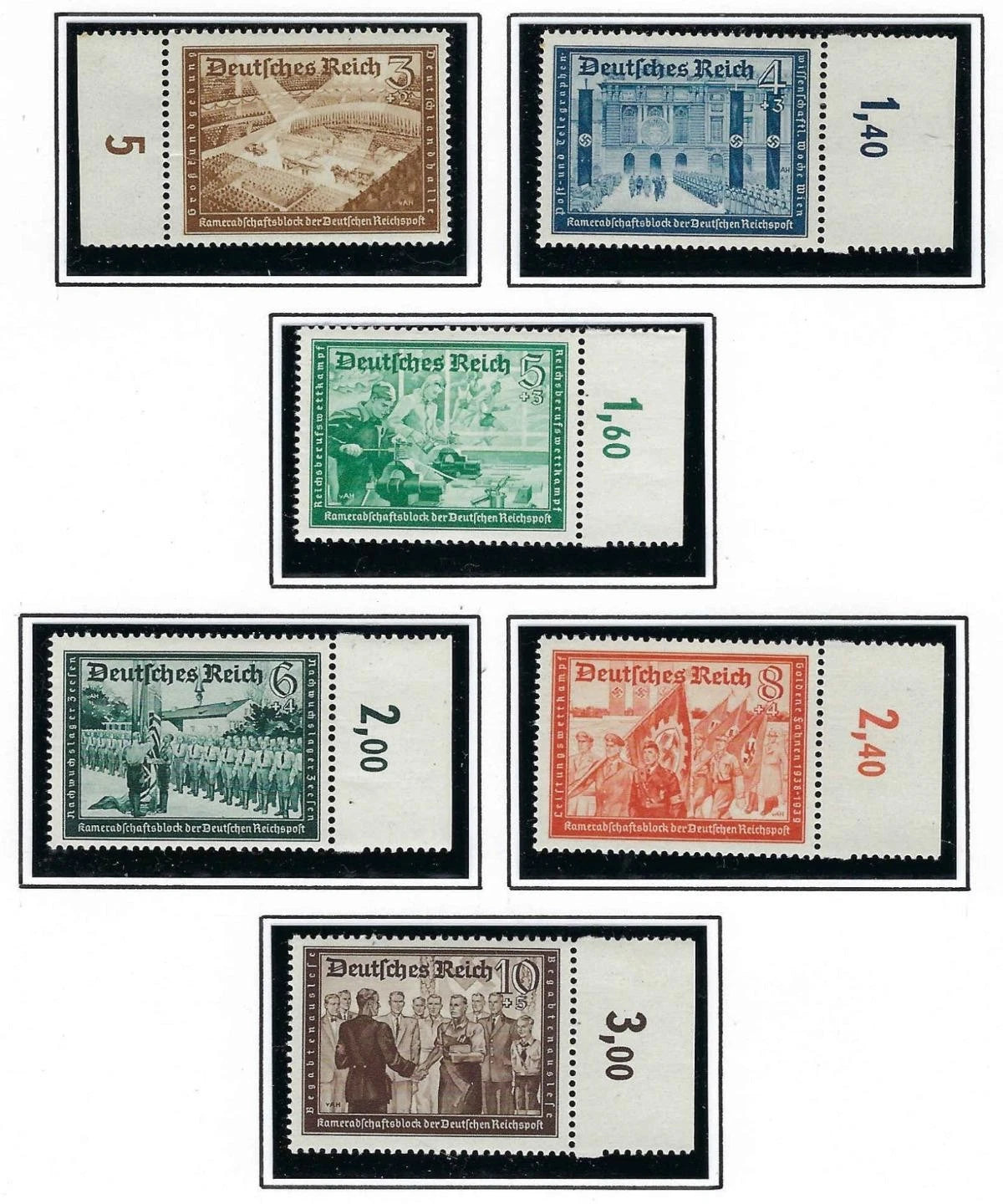 1939-41 Germany - Sc# B148-B159 - MNH, Undisturbed OG - Post Office Fresh! READ