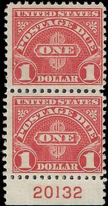 VEGAS - 1930 Postage Due Pair with Plate Number! - Scott J77a - MH, OG - Perf 11
