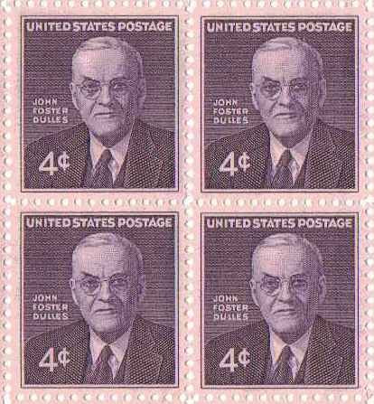 1960 John Foster Dulles Block of 4 4c Postage Stamps, Scott1172, MNH, OG