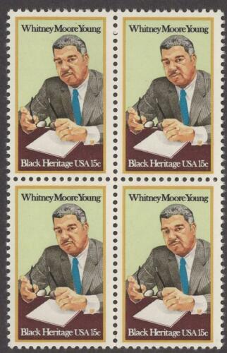 1981 Whitney Moore Young Block Of 4 15c Postage Stamps, Scott 1875, MNH, OG