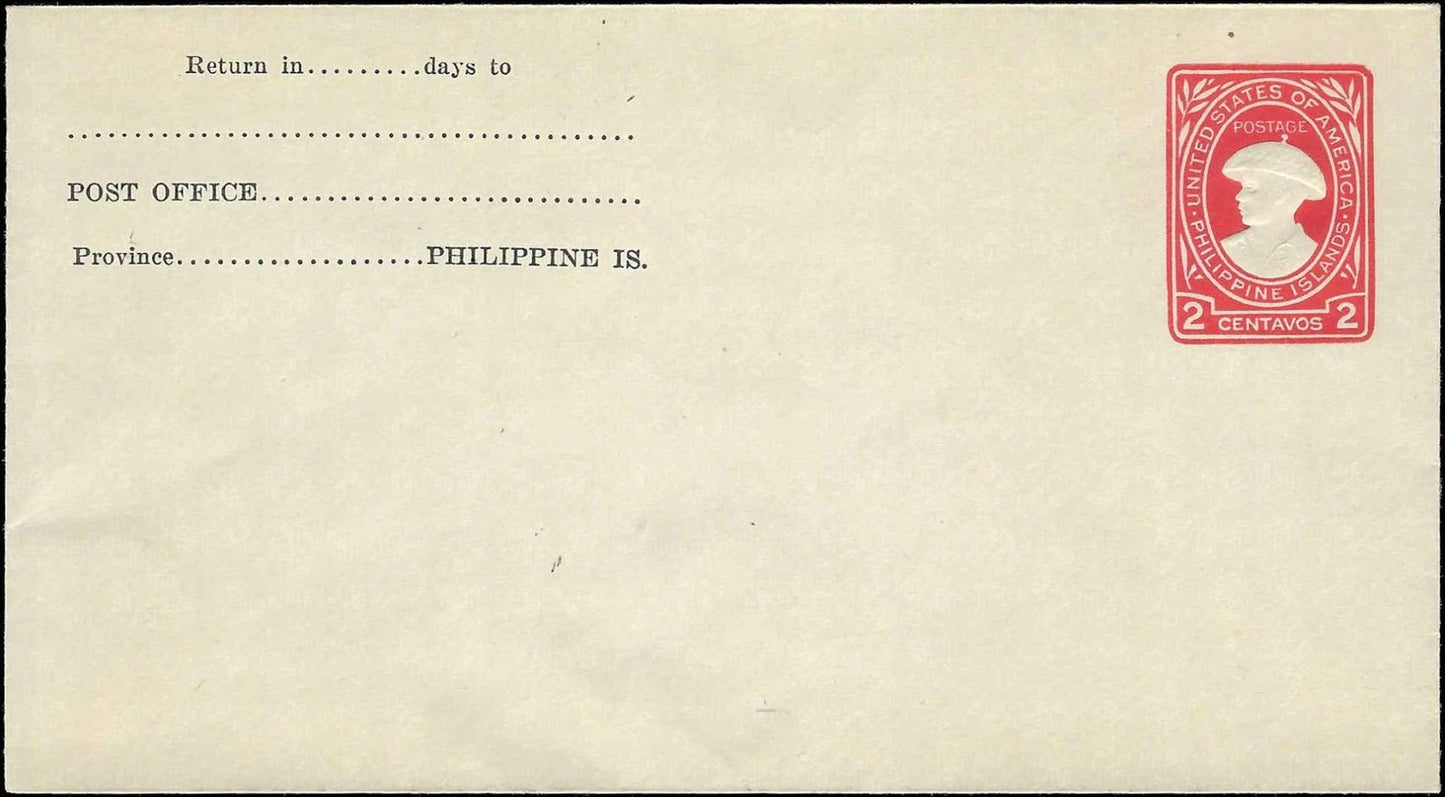 1935 Philippines Scott U41 2c Red on Buff Entire Mint Unused