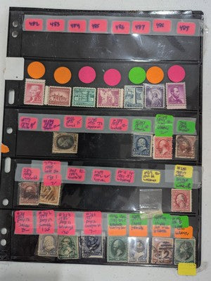 Box of Misc USA Stamps in Stock Books & Album Pages - Much Better! -224 Photos