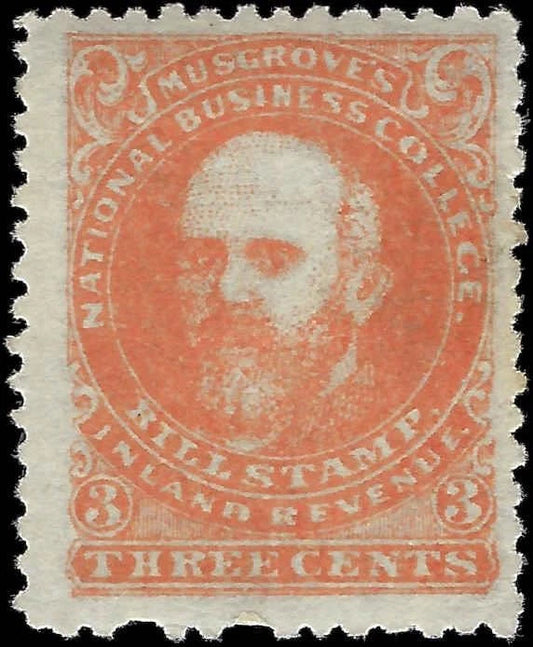 c1870s Canada Musgrove's National Business College 3c Training Revenue Stamp MH