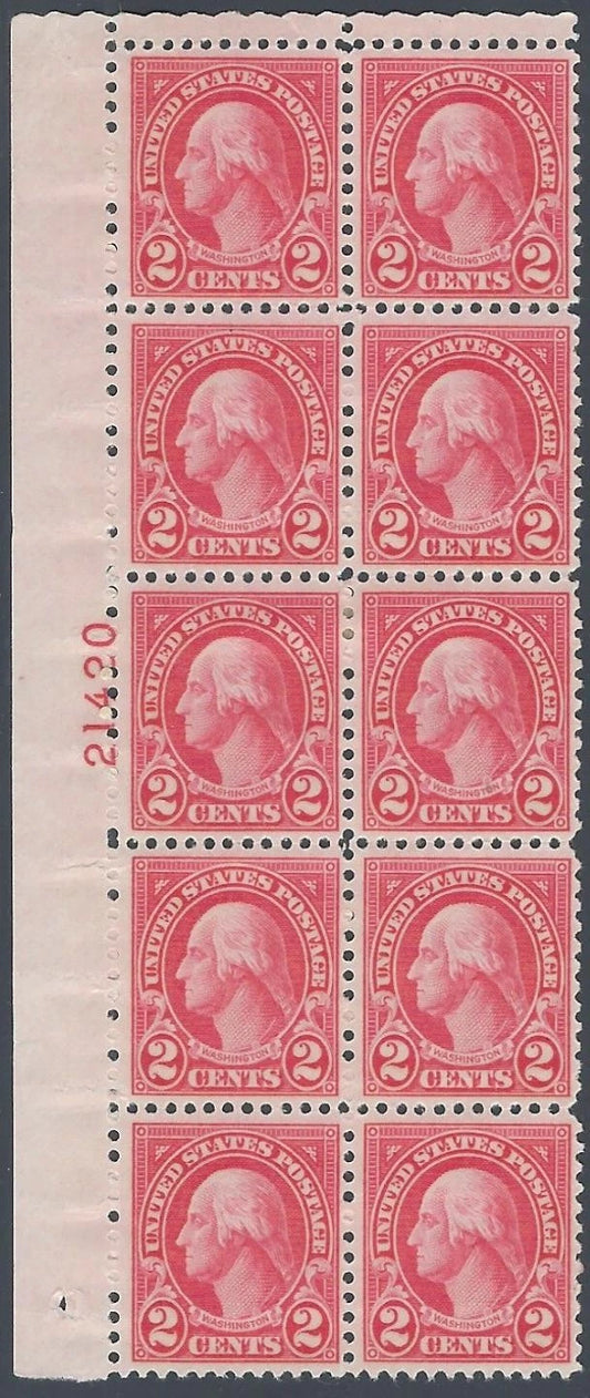 1926 USA Plate Block of 10 Experimental Electric Eye - Scott 634 - MH, OG