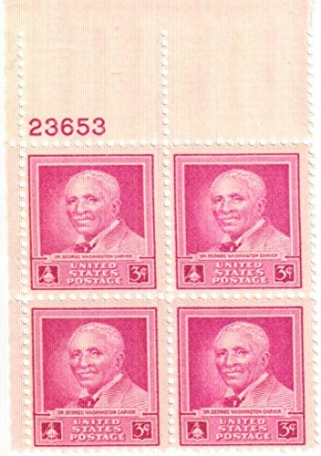 1948 George Washington Carver Plate Block of 4 3c Postage Stamps, Scott953, MNH,OG