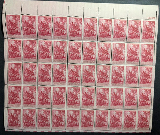 1956 USA 3c Ben Franklin Sheet -Scott 1073 -MNH, Undisturbed OG - No Sig Flaws