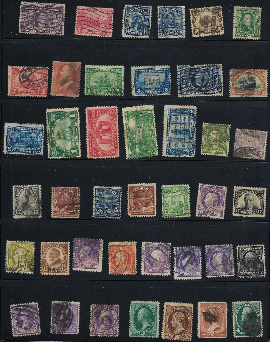 Mix of Older USA Stamps - Unidentified - Some Flaws - Some Better