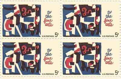 1964 Fine Arts Block of 4 5c Postage Stamps - Scott 1259 - MNH,OG cx281
