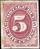 VEGAS - 1887 Postage Due 5c - Sc# J18P4 Proof on Card - Some Toning Spots