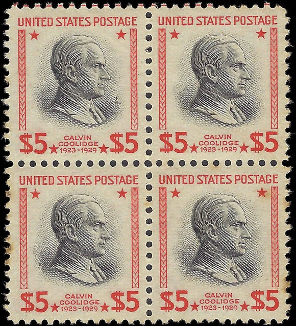 c1938 - Scott #834 $5 Cooolidge - MNH, Undisturbed OG - Some Toning