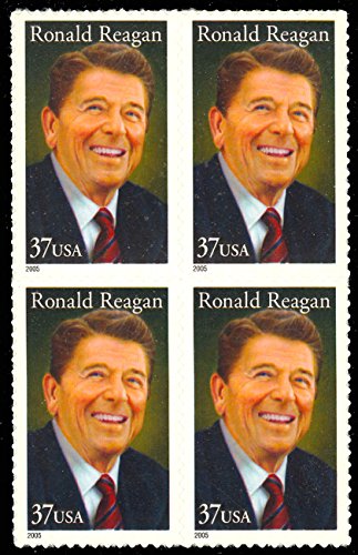 2005 Ronald Reagan Block of 4 37c Postage Stamps, Scott3897, MNH, OG