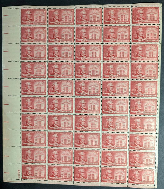 1957 USA 3c Hamilton Sheet -Scott 1086 -MNH, Undisturbed OG - No Sig Flaws