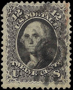 c1861 - Sc# 69 Washington 12c Stamp - Used with Good Centering & Fancy Cancel
