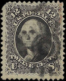 c1861 - Sc# 69 Washington 12c Stamp - Used with Good Centering & Fancy Cancel