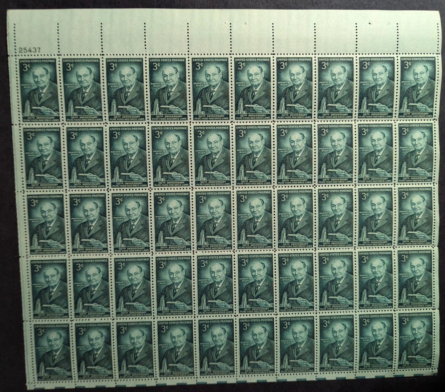 1956 USA 3c Food & Drug Sheet -Scott 1080 -MNH, Undisturbed OG - No Sig Flaws