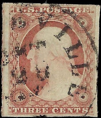 c1853 - Sc# 11a Washington 3c Stamp - Used - Great Margins! - Solid