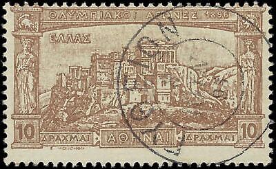 VEGAS - 1896 Greece Acropolis 10d - Scott 128 - Used - Solid - Cat= $550!