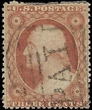 c1857 - Sc# 26 Scott 3c Stamp - Used - "Paid" Cancel