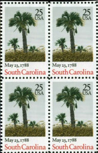 1988 South Carolina Constitution Block Of 4 25c Stamps, Sc#2343, MNH, OG