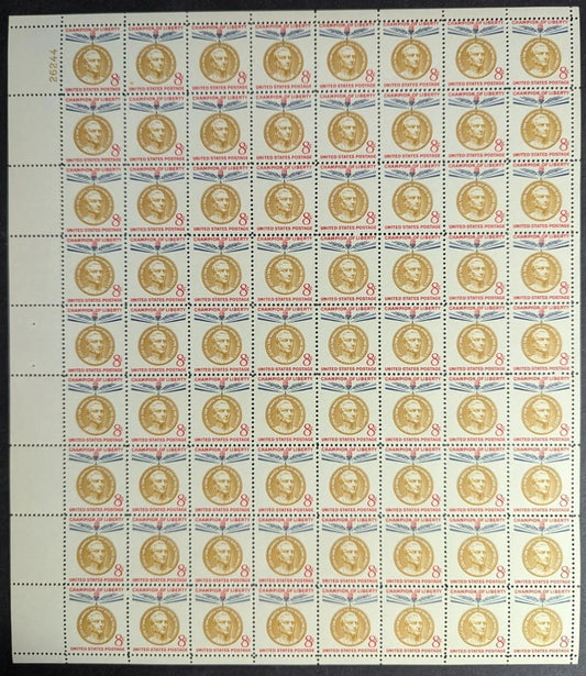 1959 USA 8c J. San Martin Sheet -Scott 1126 -MNH, Undisturbed OG -No Sig Flaws