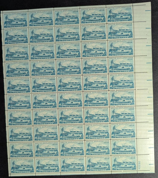 1959 USA 4c Explore Arctic Sheet -Scott 1128 -MNH, Undisturbed OG -No Sig Flaws