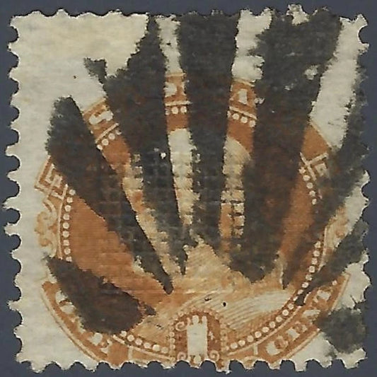 1869 USA - Scott 112 1c - Fancy Cancel - Short Perf Upper Right