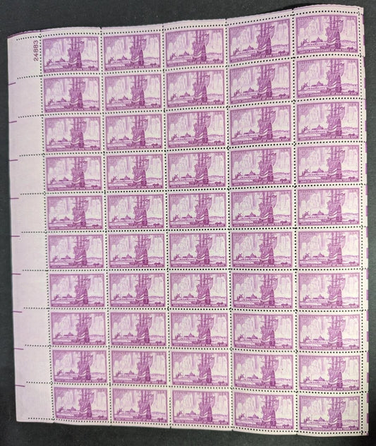 1953 USA New York City 3c Sheet -Scott 1027 -MNH, Undisturbed OG - No Sig Flaws