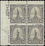 c1931 - Sc# 696 Statue of Liberty Plate Block of 4 - MH, OG