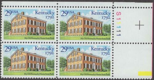 1992 Kentucky Statehood Bicentennial Plate Block of 4 29c Stamps, Scott 2636, MNH