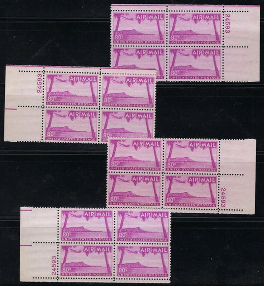 c1952 Scott C46 Airmail Plate Block Set #24593 - MNH, Undisturbed OG