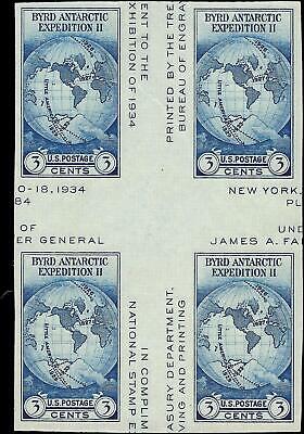 VEGAS - 1935 Byrd Antarctic Cross Gutter Block - Scott 768a - No Gum as Issued