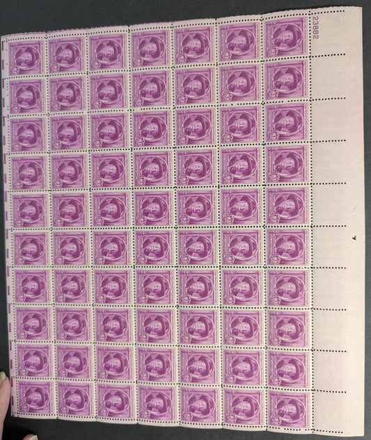 1948 USA Joel Harris 3c Sheet -Scott 980 -MNH, Undisturbed OG -No Sig Flaws