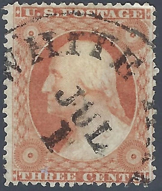 1857 USA - Scott 26 - 3c - Very Well Centered Example! - Solid!