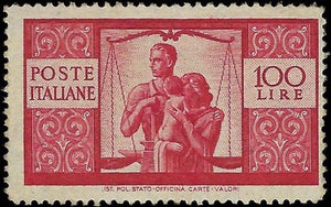 c1946 Italy 100l - Sc# 477 - MNH, OG - Slight Gum Disturbance- Cat= $160!