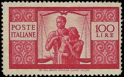 c1946 Italy 100l - Sc# 477 - MNH, OG - Slight Gum Disturbance- Cat= $160!
