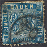 c1862 Baden, Germany 6kr - Sc# 16 (Perf 10) - with Flaws as Shown - Cat= $235